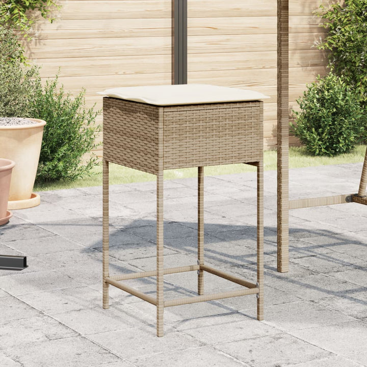 Garten-Barhocker Mit Kissen 2 Stk. Poly Rattan