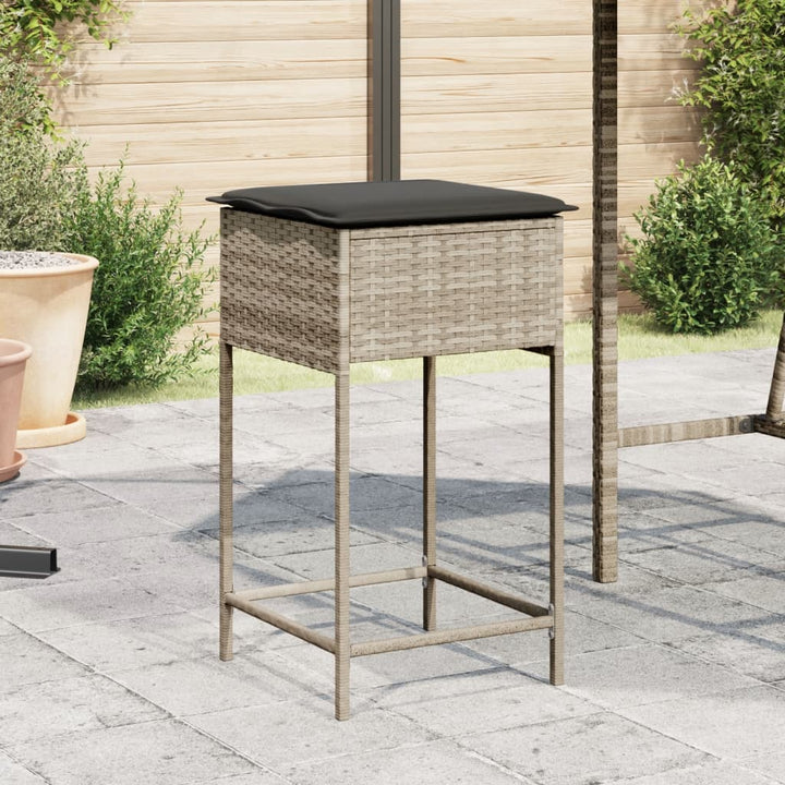 Garten-Barhocker Mit Kissen 2 Stk. Poly Rattan