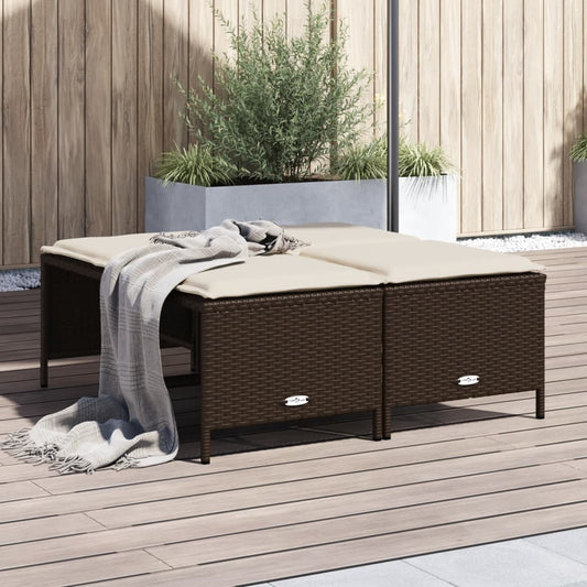 Gartenhocker Mit Kissen 4 Stk. Poly Rattan