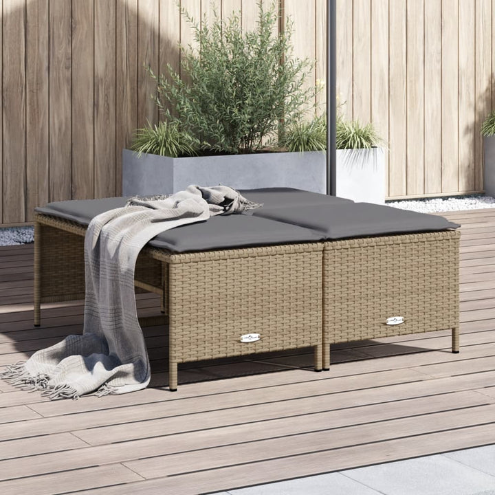 Gartenhocker Mit Kissen 4 Stk. Poly Rattan