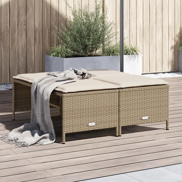 Gartenhocker Mit Kissen 4 Stk. Poly Rattan