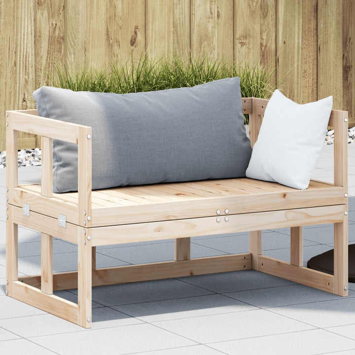 2-In-1 Gartensofa Verlängerbar Massivholz Kiefer