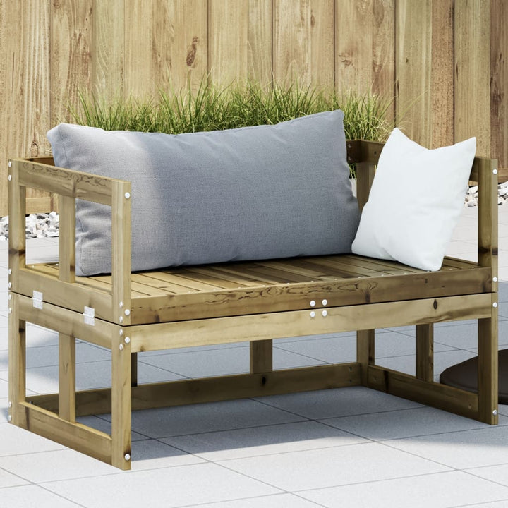 2-In-1 Gartensofa Verlängerbar Massivholz Kiefer