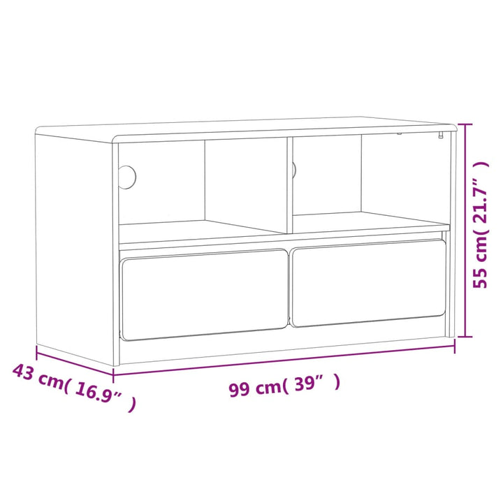 Tv-Schrank Sauda Eiche-Optik 99X43X55 Cm Massivholz Kiefer