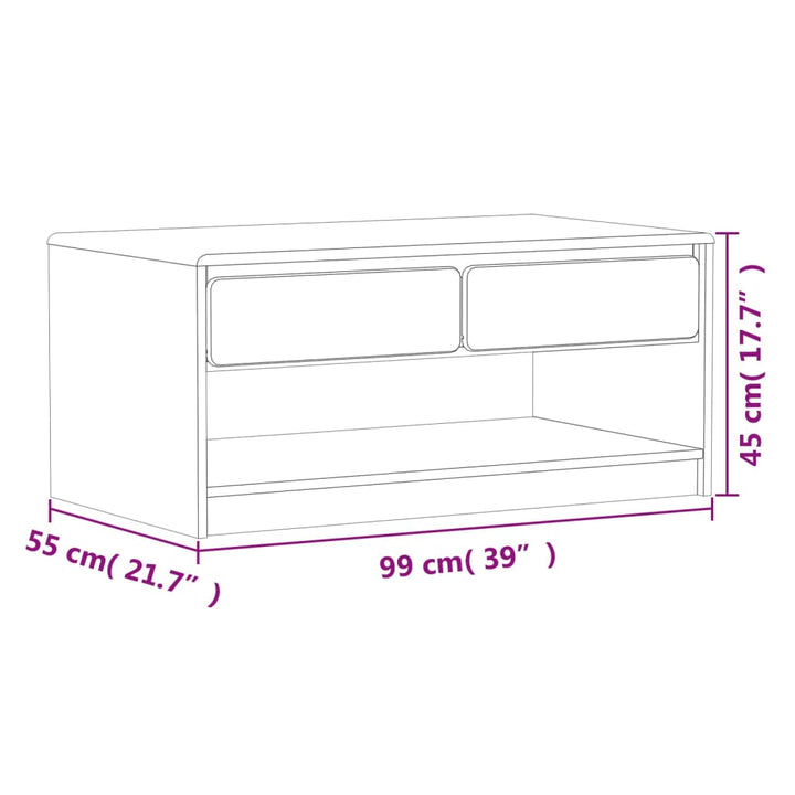 Couchtisch Sauda Eiche-Optik 99X55X45 Cm Massivholz Kiefer