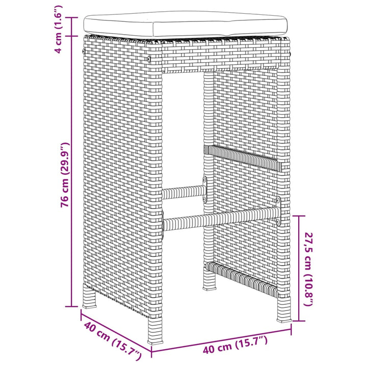 Garten-Barhocker Mit Kissen 4 Stk. Poly Rattan