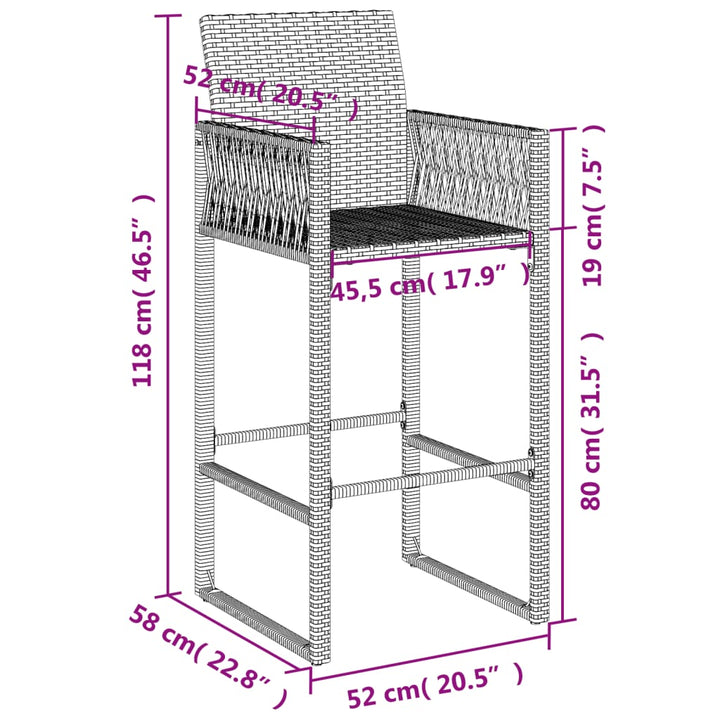 Garten-Barhocker 2 Stk. Poly Rattan