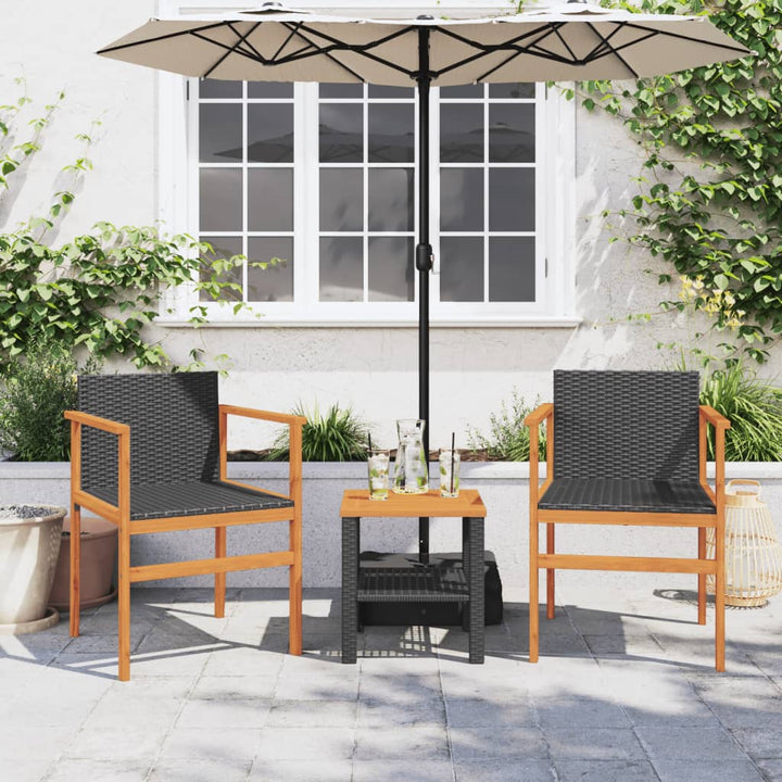 Gartenstühle 2 Stk. Poly Rattan Und Massivholz