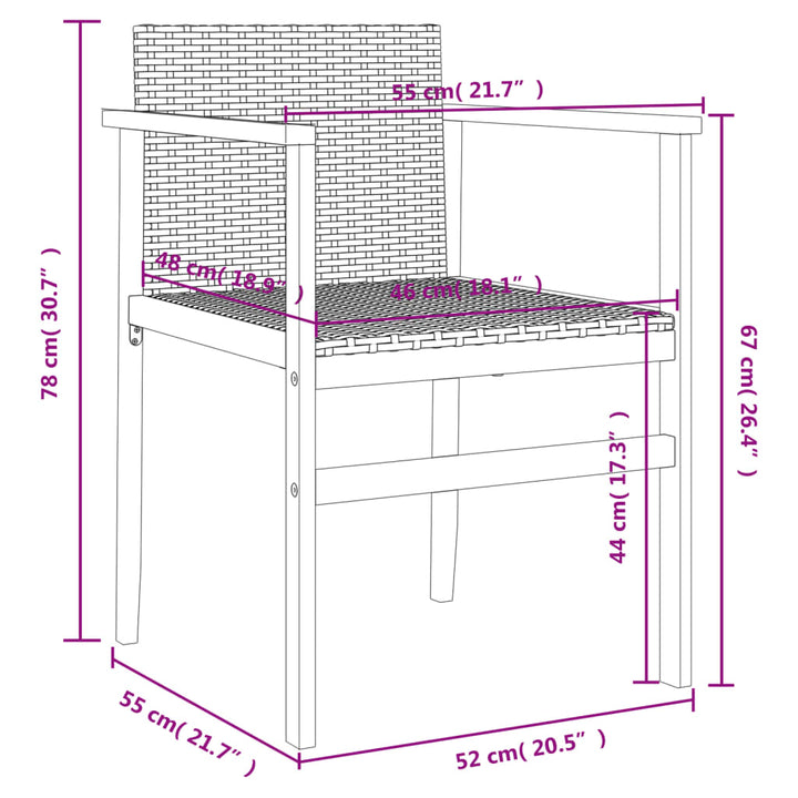 Gartenstühle 2 Stk. Poly Rattan Und Massivholz