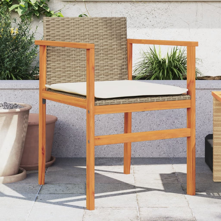 Gartenstühle 2 Stk. Poly Rattan Und Massivholz