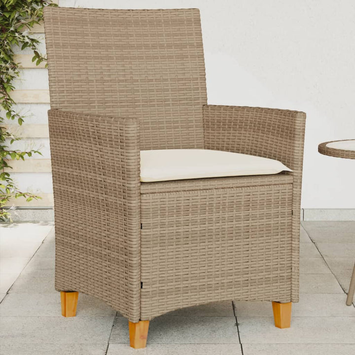 Gartenstühle Mit Kissen 2 Stk. Poly Rattan Massivholz