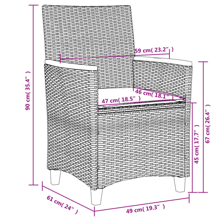 Gartenstühle Mit Kissen 2 Stk. Poly Rattan Massivholz