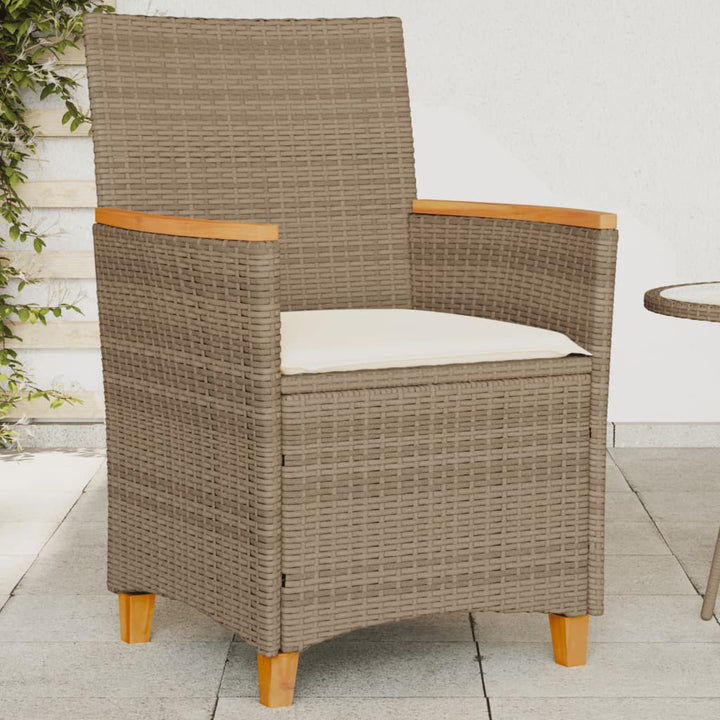 Gartenstühle Mit Kissen 2 Stk. Poly Rattan Massivholz