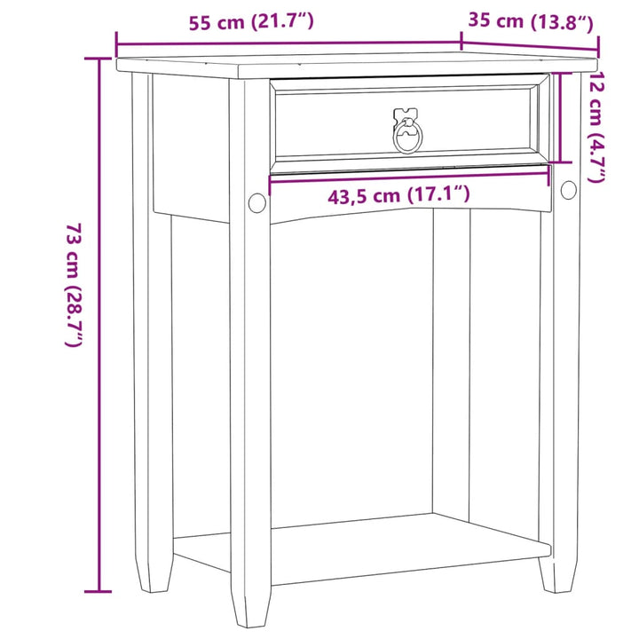 Konsolentisch Corona 55X35X73 Cm Massivholz Kiefer