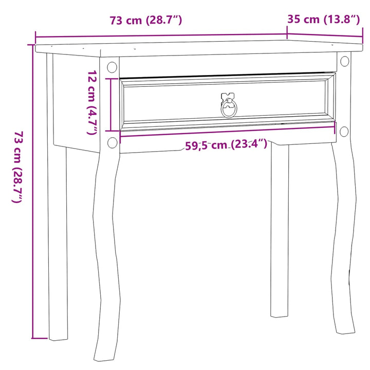 Konsolentisch Corona 73X35X73 Cm Massivholz Kiefer