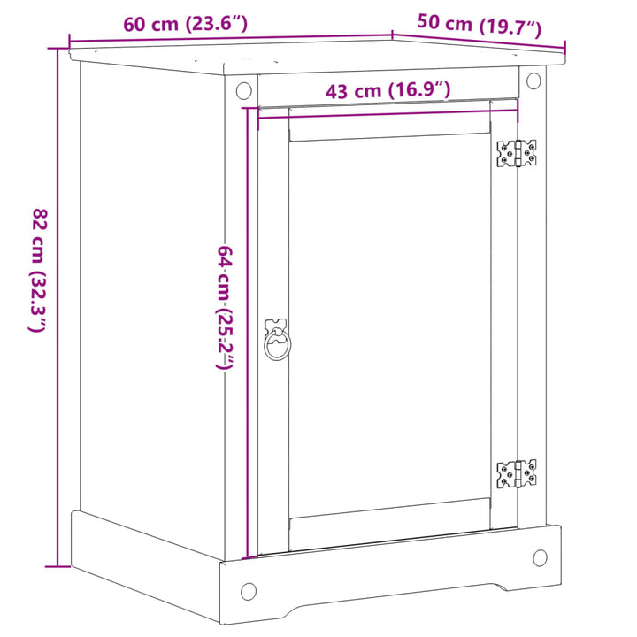 Medienschrank Corona 60X50X82 Cm Massivholz Kiefer