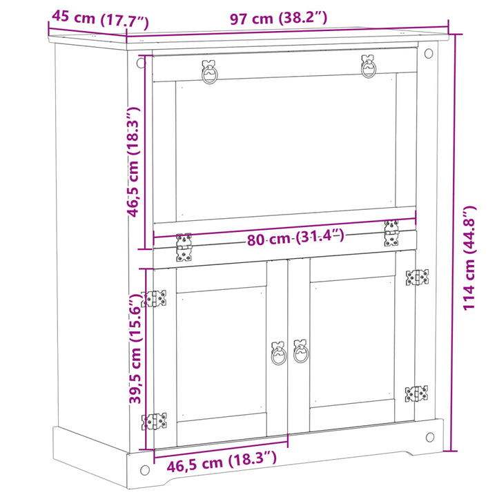 Weinschrank Corona 97X45X114 Cm Massivholz Kiefer