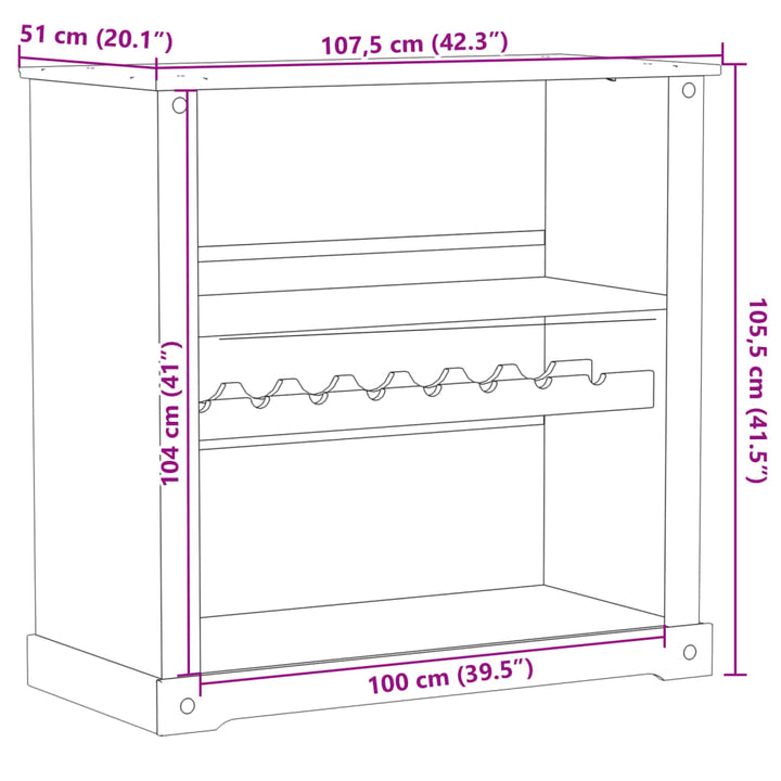 Weinschrank Corona 107,5X51X105,5 Cm Massivholz Kiefer