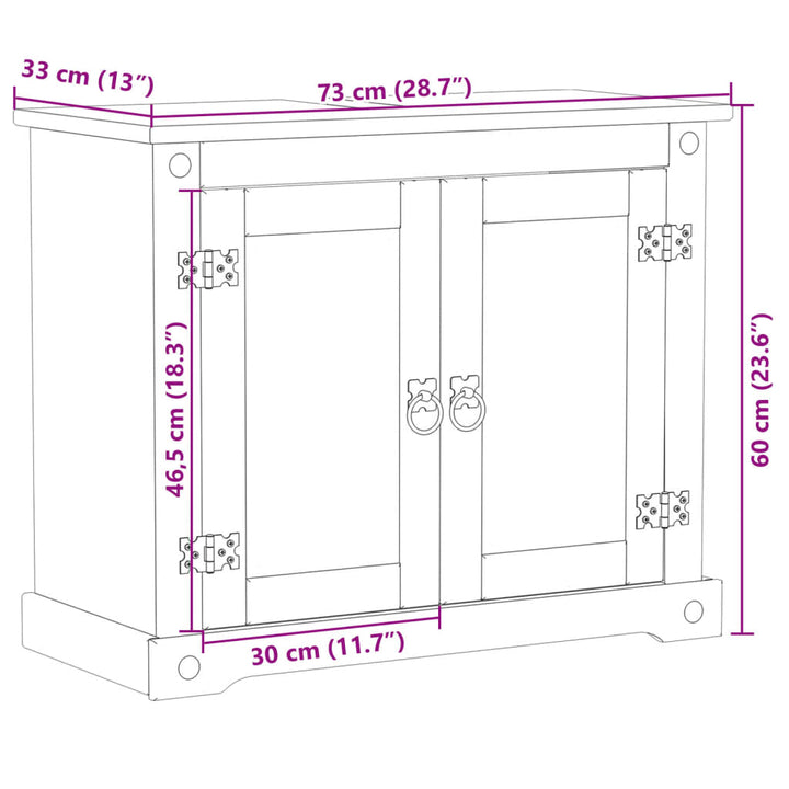 Waschbeckenunterschrank Corona 73X33X60 Cm Massivholz Kiefer