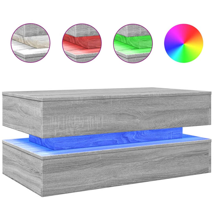 Couchtisch Mit Led-Leuchten 90X50X40 Cm