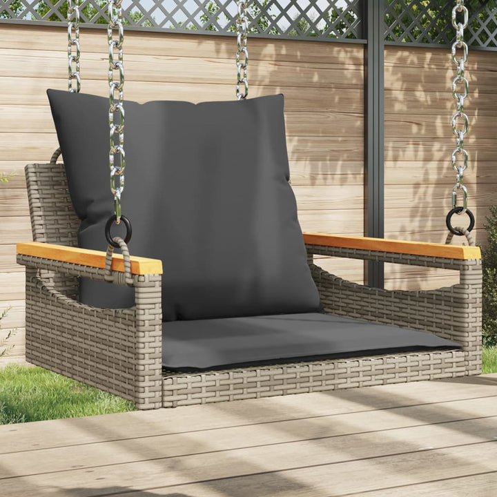 Hängebank 109X62X40 Cm Poly Rattan Grau