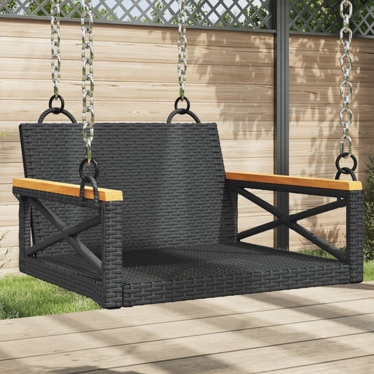 Hängesessel 63X62X40 Cm Poly Rattan Schwarz