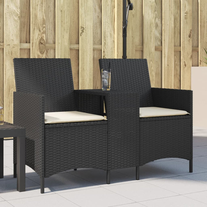 Gartensofa 2-Sitzer Mit Tisch Und Hockern Poly Rattan