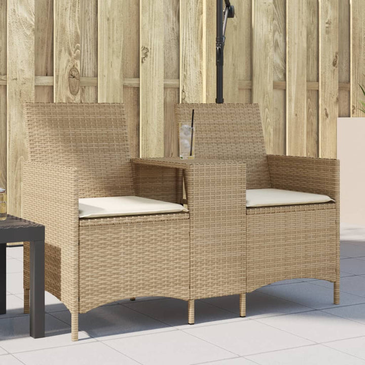 Gartensofa 2-Sitzer Mit Tisch Und Hockern Poly Rattan