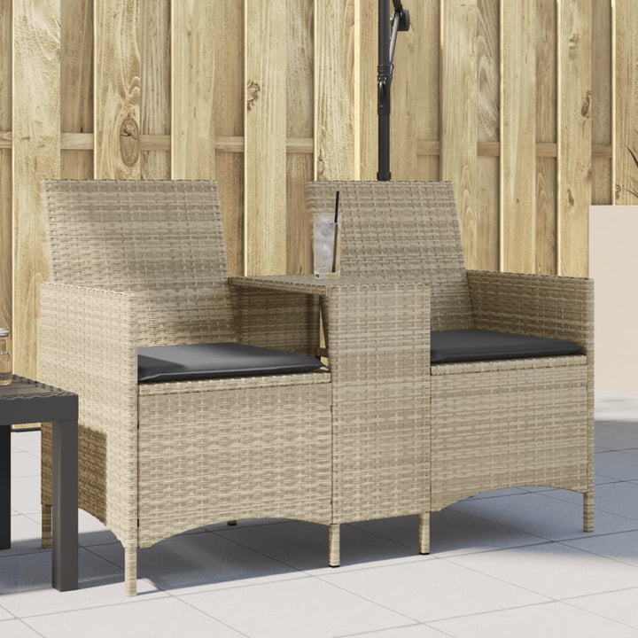 Gartensofa 2-Sitzer Mit Tisch Und Hockern Poly Rattan