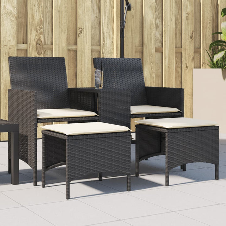 Gartensofa 2-Sitzer Mit Tisch Und Hockern Poly Rattan