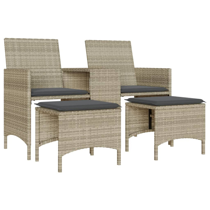 Gartensofa 2-Sitzer Mit Tisch Und Hockern Poly Rattan