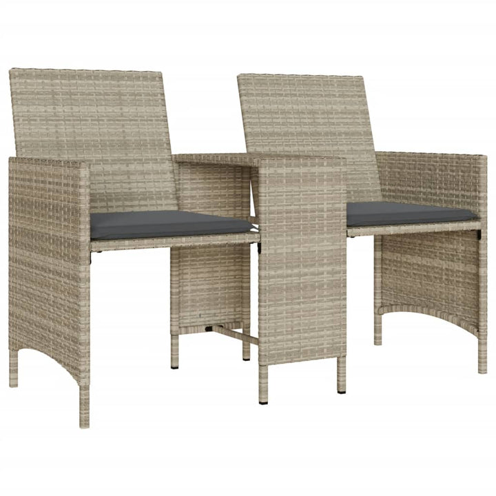 Gartensofa 2-Sitzer Mit Tisch Und Hockern Poly Rattan