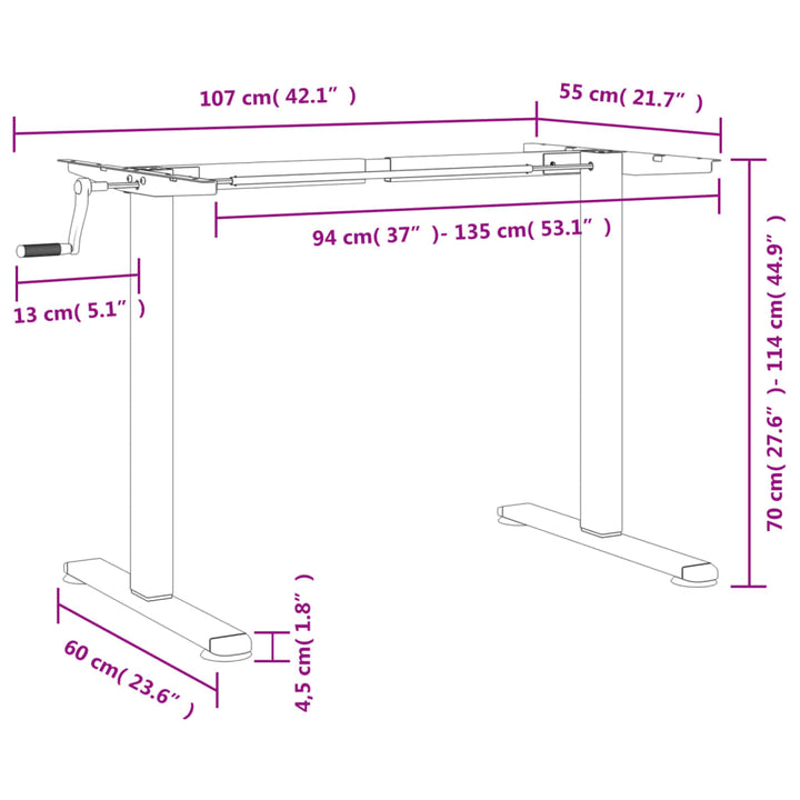 Gestell Für Sitz-Steh-Schreibtische (94-135)X60X(70-114)Cm