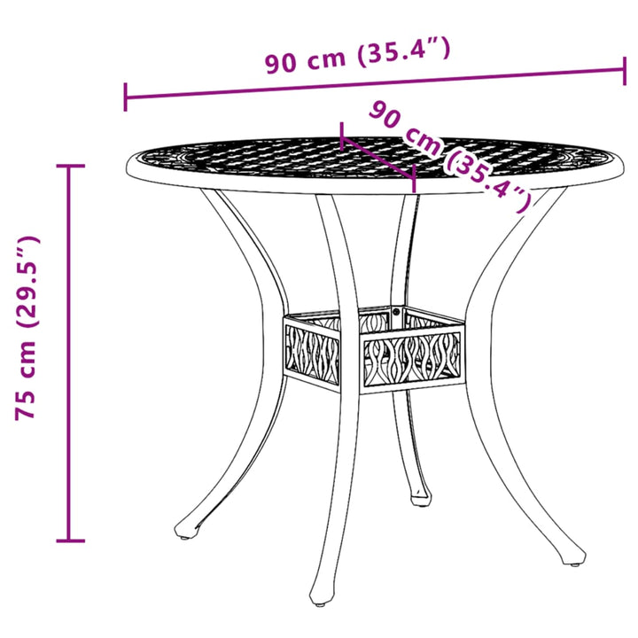 Gartentisch Ø90X75 Cm Aluminiumguss