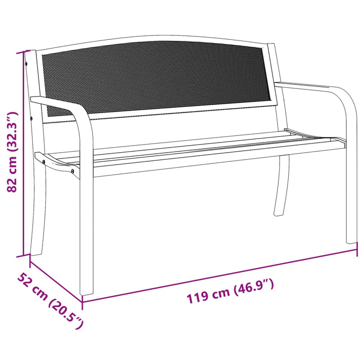 Gartenbank 119 Cm Schwarz Stahl