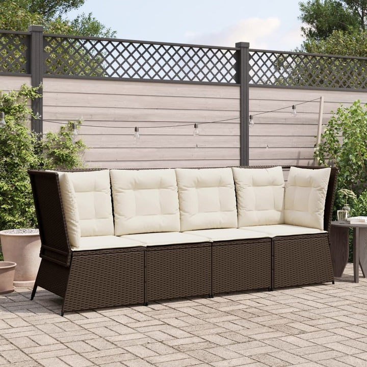 Garten- Mit Kissen Poly Rattan Braun