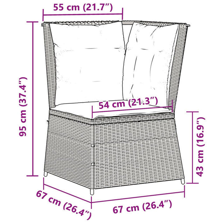 Garten- Mit Kissen Poly Rattan Braun