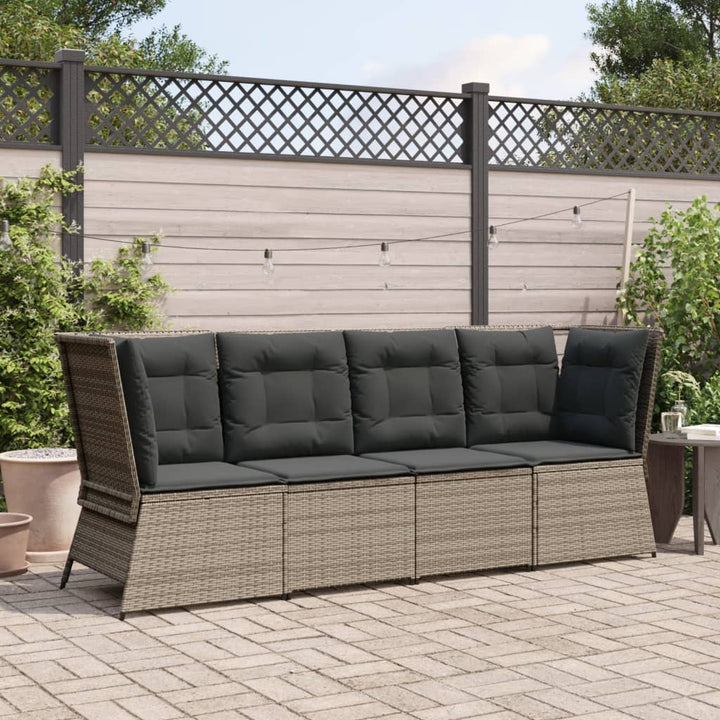 Garten- Mit Kissen Poly Rattan Grau