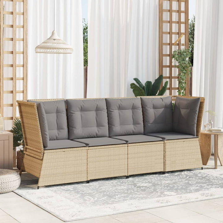 Garten- Mit Kissen Beige Poly Rattan Beige Und Grau