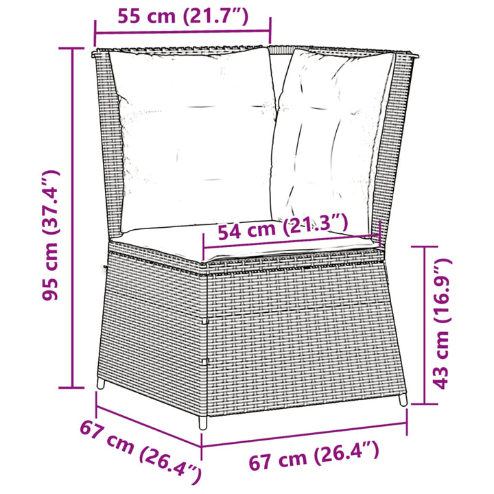 Garten- Mit Kissen Beige Poly Rattan Beige Und Grau