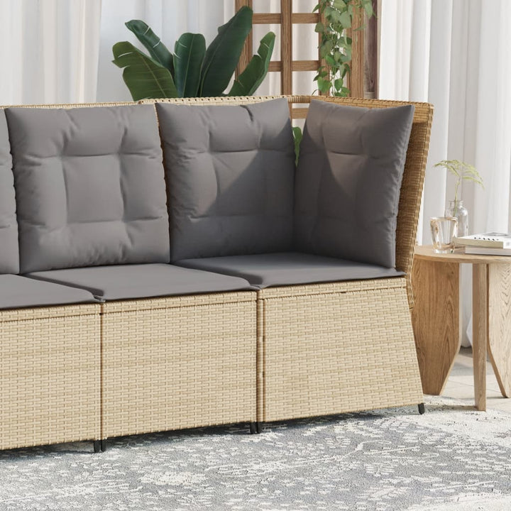 Garten- Mit Kissen Beige Poly Rattan Beige Und Grau