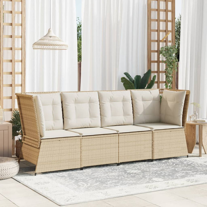 Garten- Mit Kissen Beige Poly Rattan Beige Und Creme