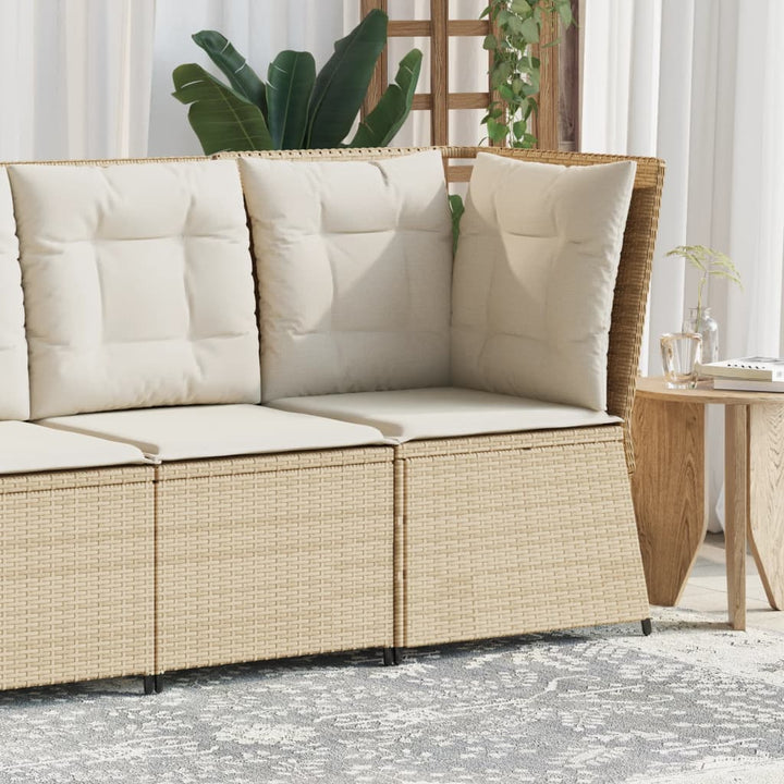 Garten- Mit Kissen Beige Poly Rattan Beige Und Creme