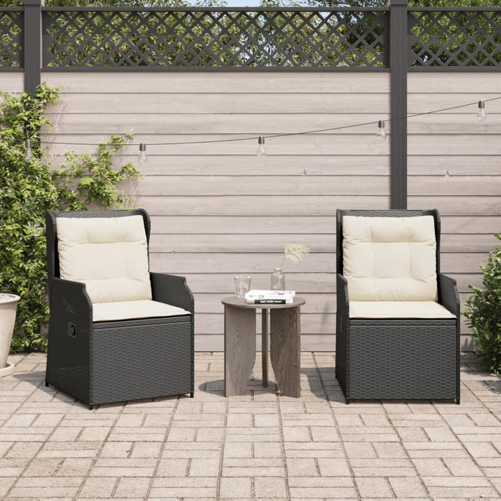 Garten Mit Kissen 2 Stk. Verstellbar Poly Rattan Schwarz