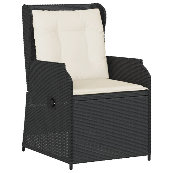 Garten Mit Kissen 2 Stk. Verstellbar Poly Rattan Schwarz