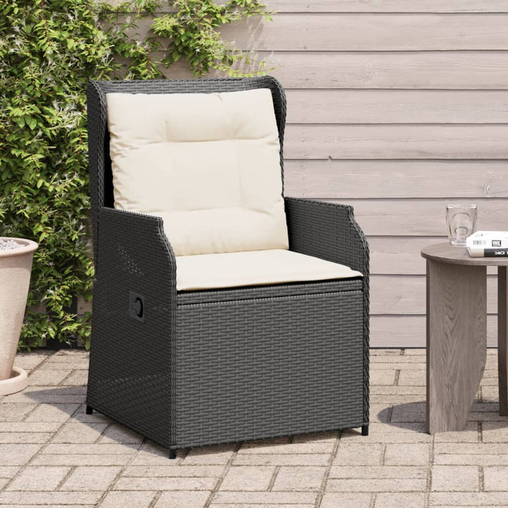 Garten Mit Kissen 2 Stk. Verstellbar Poly Rattan Schwarz