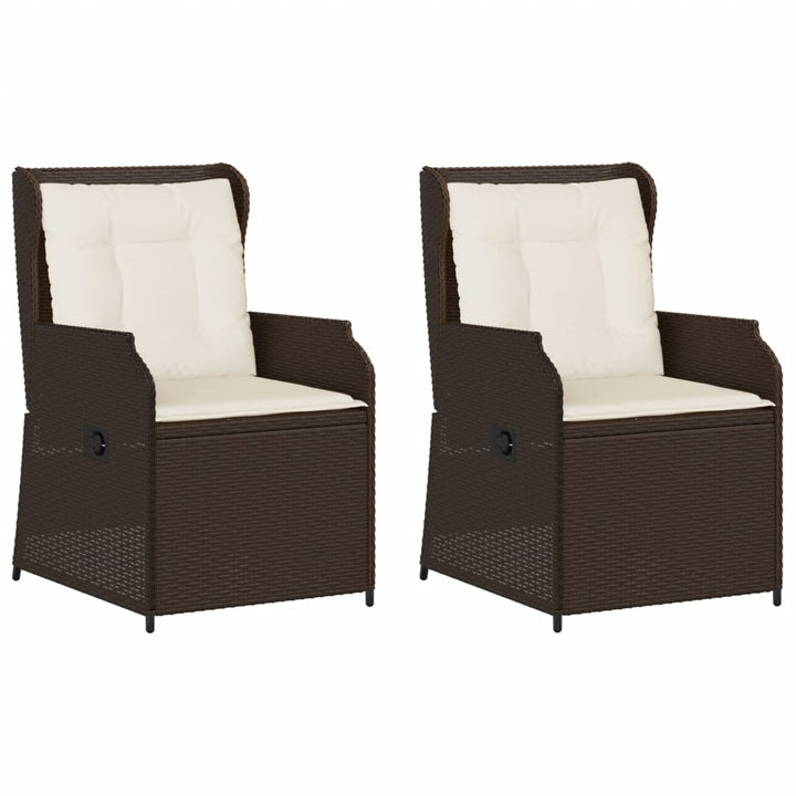 Garten Mit Kissen 2 Stk. Verstellbar Poly Rattan Braun