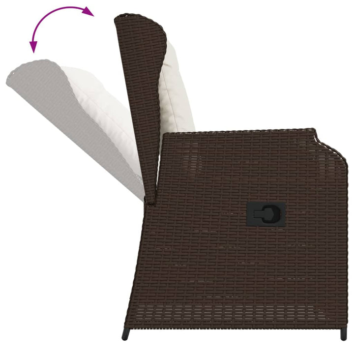 Garten Mit Kissen 2 Stk. Verstellbar Poly Rattan Braun