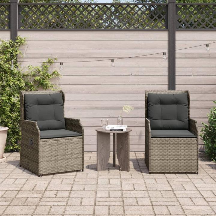 Garten Mit Kissen 2 Stk. Verstellbar Poly Rattan Grau