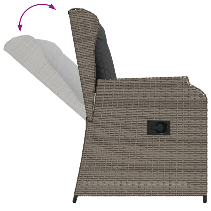 Garten Mit Kissen 2 Stk. Verstellbar Poly Rattan Grau